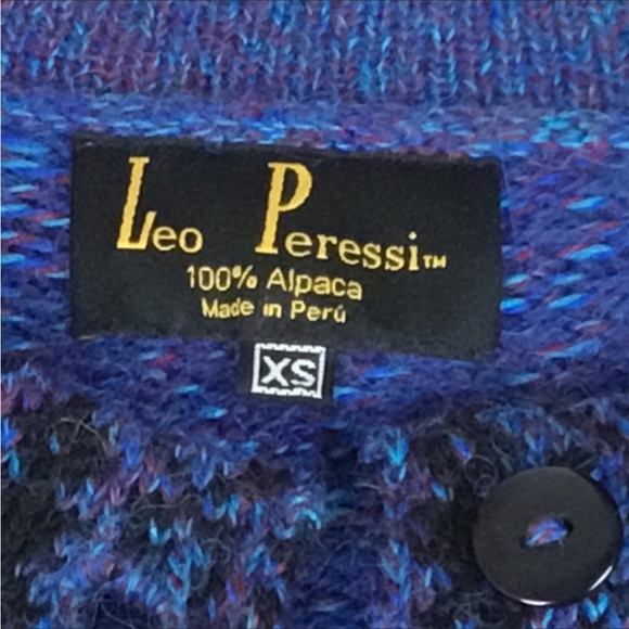 Leo Peressi Alpaca Wool Blue Buttoned Cardigan - Picture 6 of 6